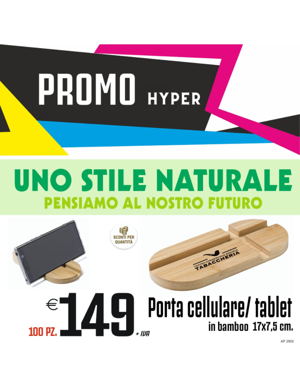Promo hyper - Porta cellulare/ tablet in bamboo 17x7,5cm (100 PZ.)