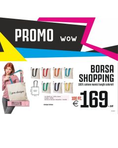 Promo wow - Borsa Shopping 100% cotone manici lunghi colorati (100 PZ.)