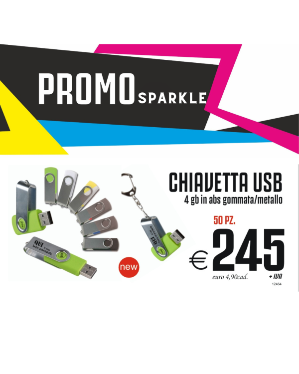 Promo sparkle - Chiavetta USB 4GB in abs gommata/metallo (50 PZ.)