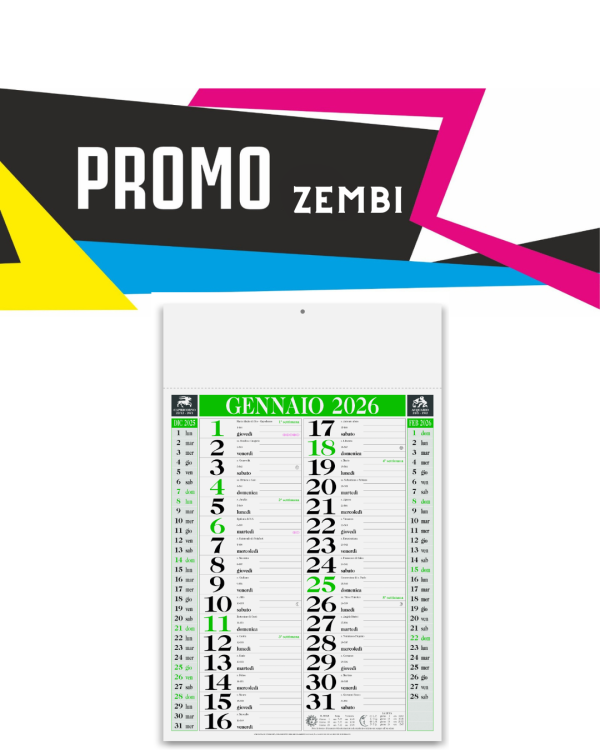 Promo zembi - Calendario olandese 12 fogli carta patinata (100 PZ.)