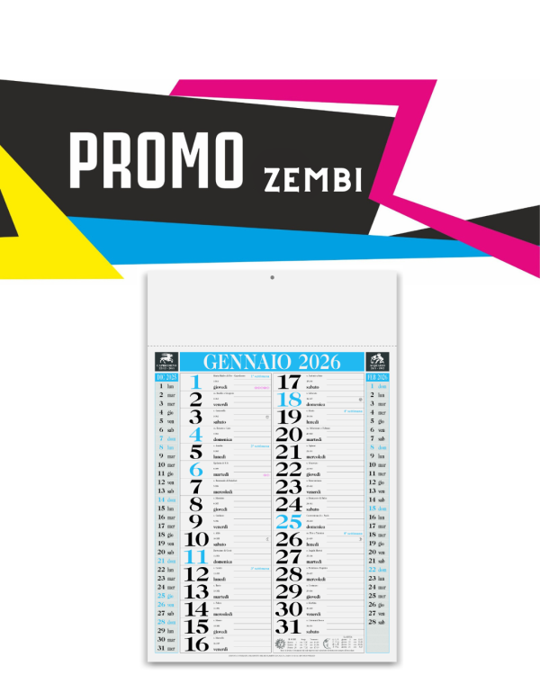 Promo zembi - Calendario olandese 12 fogli carta patinata (100 PZ.)