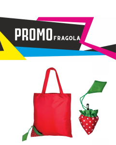 Promo fragola-Shopper ripiegabile a forma di fragola in poliestere
