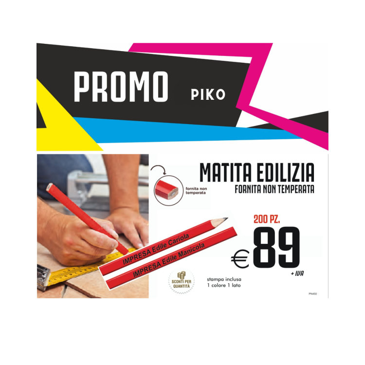 Promo piko - Matita edilizia fornita non temperata (200 PZ.)