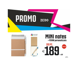 Promo zedo - Mini notes + penna personalizzata (100 PZ.)