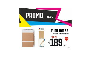 Promo zedo - Mini notes + penna personalizzata (100 PZ.)