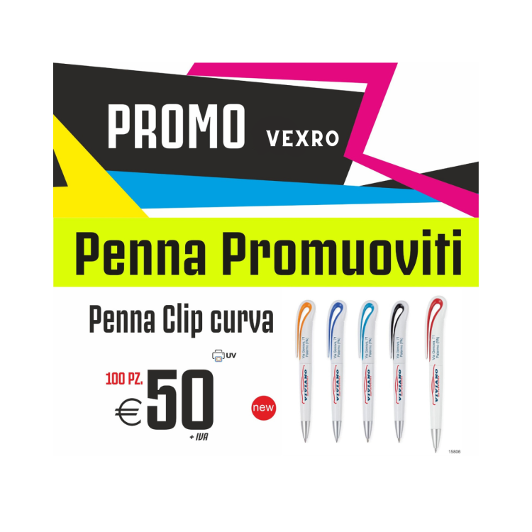 Promo vexro - Penne promuoviti-Penna clip curva (100 PZ.)