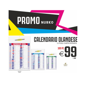 Promo nurko - Calendario olandese 12 fogli carta patinata (100 PZ.)