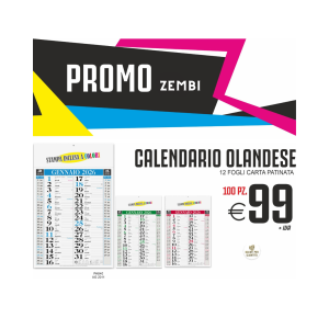 Promo zembi - Calendario olandese 12 fogli carta patinata (100 PZ.)