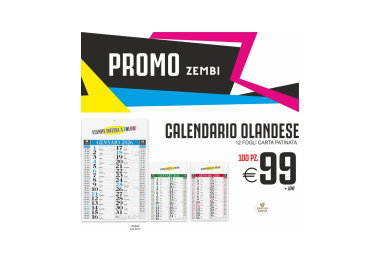 Promo zembi - Calendario olandese 12 fogli carta patinata (100 PZ.)