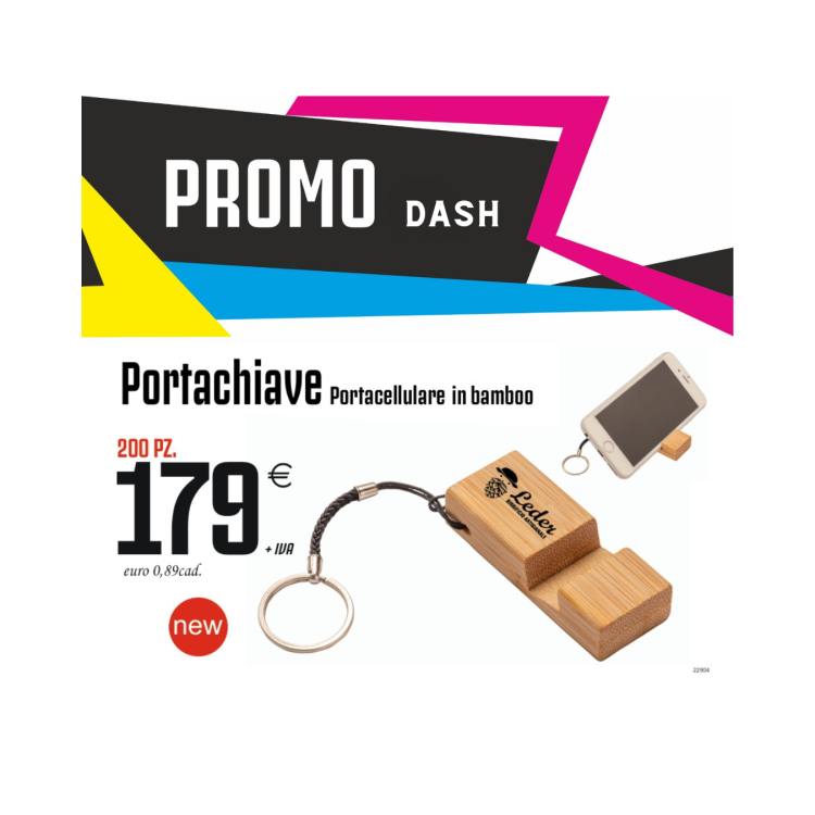 Promo dash - Portachiave portacellulare in bamboo (200 PZ.)