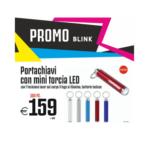 Promo blink - Portachiavi con mini torcia LED (100 PZ.)