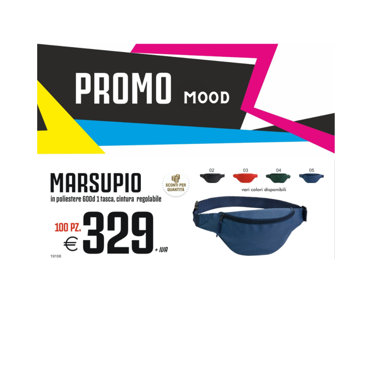 Promo mood - Marsupio in poliestere 600d 1 tasca,cintura regolabile (100 PZ.)