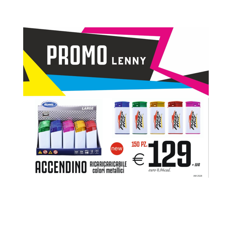 Promo lenny - Accendino ricaricabile colori metallici (150 PZ.)