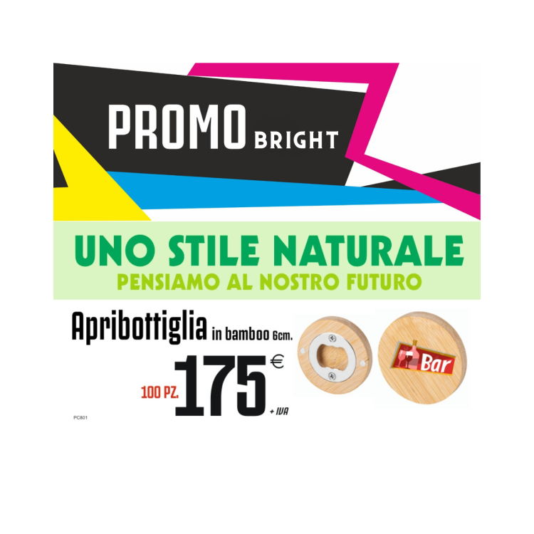 Promo bright - Apribottiglia in bamboo 6cm (100 PZ.)