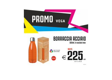 Promo vega - Borraccia acciaio 500 ml. in acciaio inox (50 PZ.)